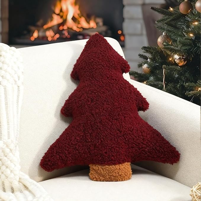 Miaikoe Christmas Pillows, Decorative Christmas Tree Cushion Stuffed Tree Shaped Plush Pilllow