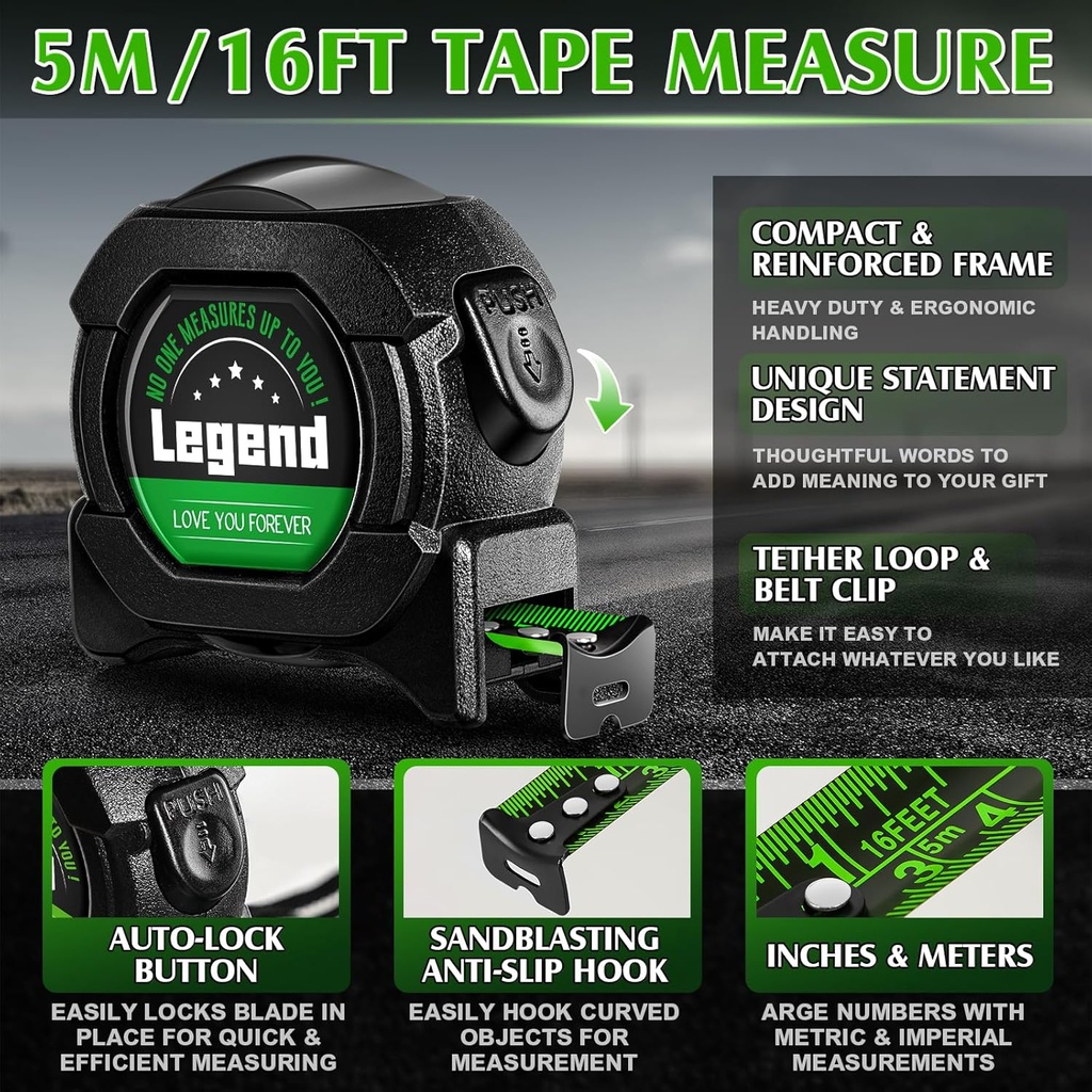 5m / 16ft Auto-Lock, Anti-Slip Hook Reinforced Frame Tape Measure