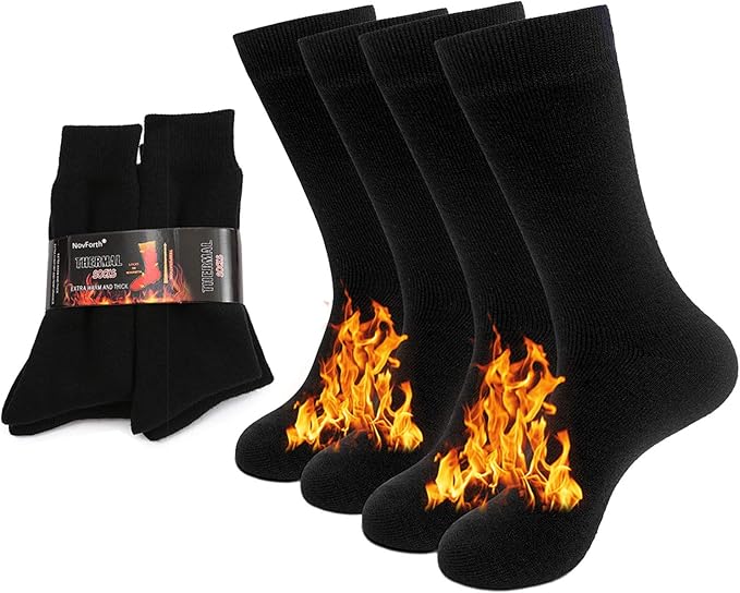 NovForth 2/4 Pairs Thick Thermal Socks Insulated Heated Heavy Warm Socks For Winter Cold 
