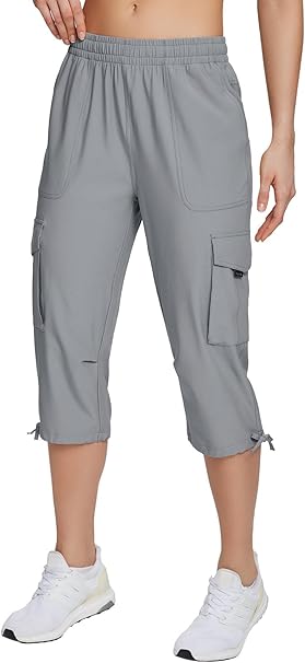 baleaf Cropped Trousers Women Water Resistant 7/8 Cargo Capri Pants Quick Dry Walking Hiking - Medium