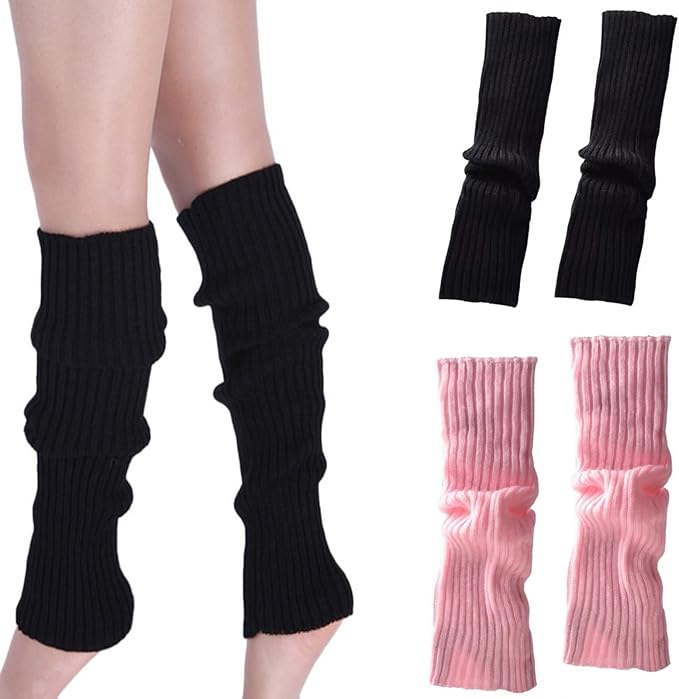 CHENGZI 2 Pairs Leg Warmers, Ribbed Knit Leg Warmer Custume Party Sports Yoga Leg Warmers