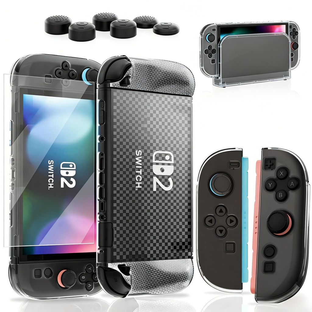 Switch 2 Protective Cover Compatible with Console, Dockable PC Protective Case TPU Grips