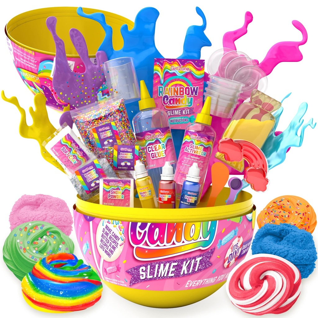 GirlZone Rainbow Candy DIY Slime Kit, Amazing Slime Making Kit to Create Rainbow Slime 
