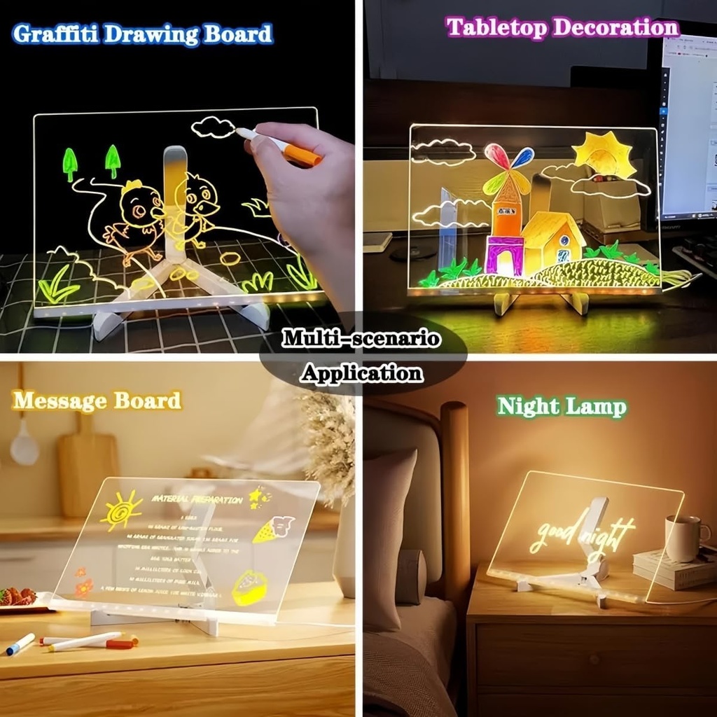 LED Note Board,Light Up Acrylic Board with 7 Colors Pen, Magic Led Note Board with Colours