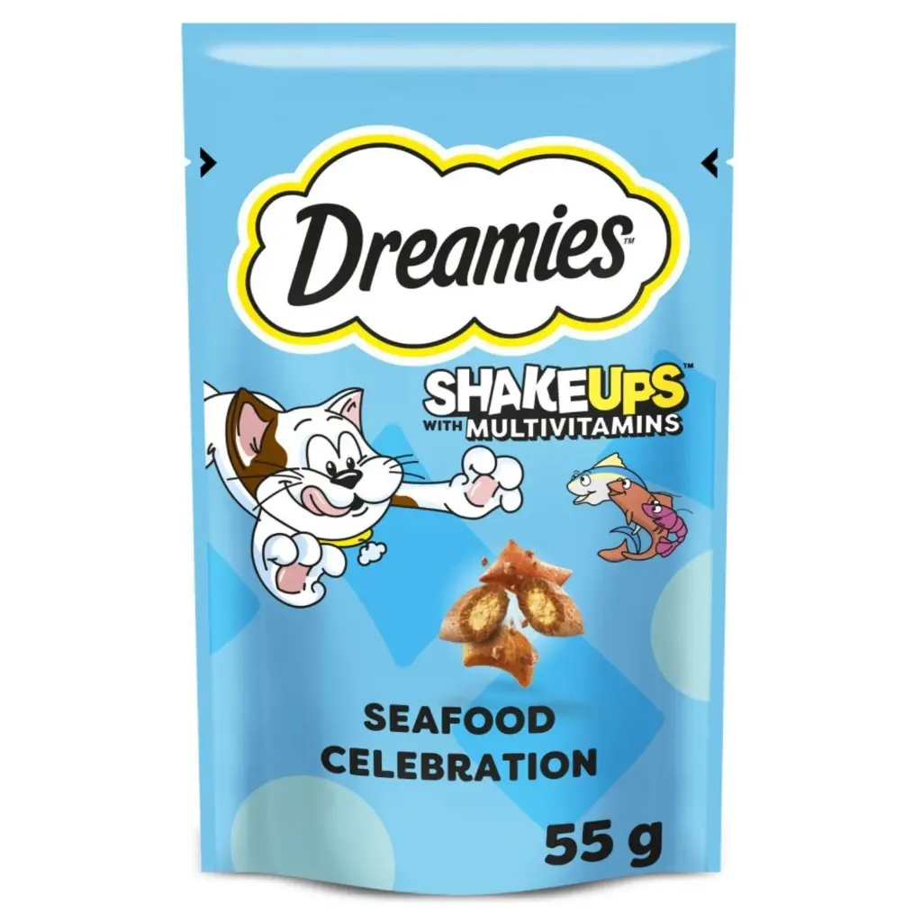 8 x 55g Dreamies Shakeups Seafood Adult Cat Treats Cat Biscuits