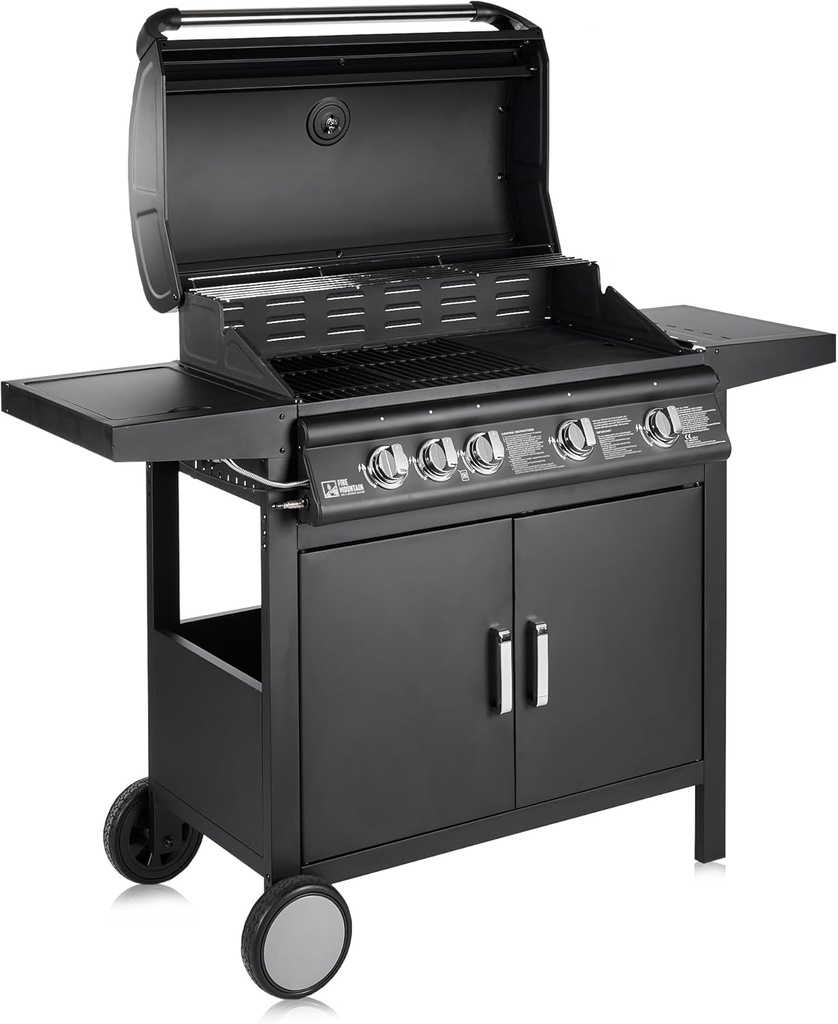 Fire Mountain Everest Generation 2 5 Burner Gas BBQ with Side Burner, Outdoor Barbecue Grill