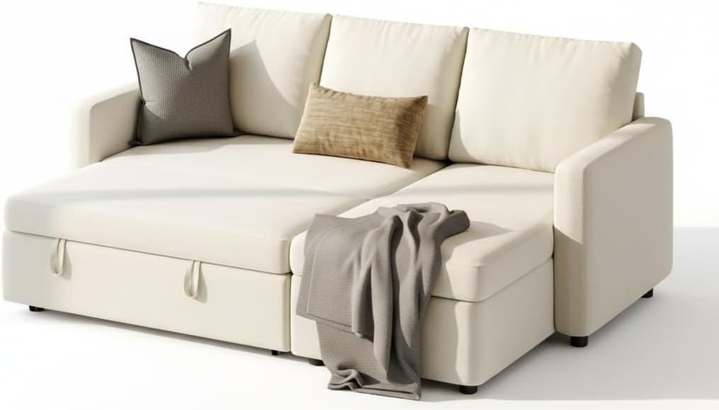 Yaheetech L-Shaped Sofa Bed 3 Seater Couch Pull Out Sectional Couch Bed Convertible Settee