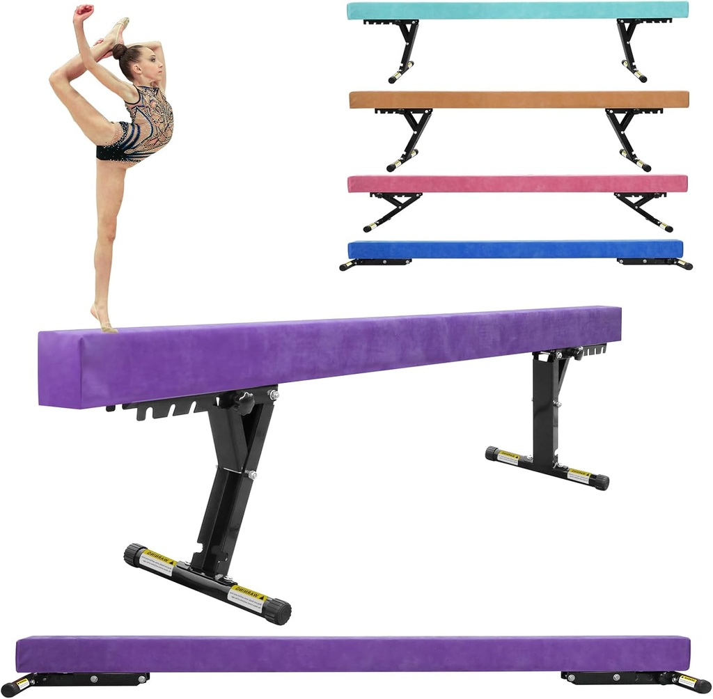 SportBob Gymnastics Beam 8ft High and Low Floor Balance Beam with 5 heights Adjustable, Gym