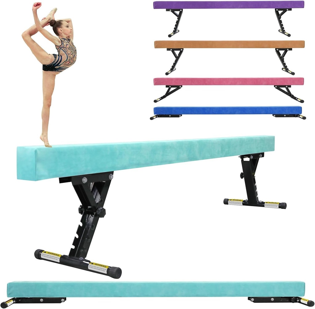 SportBob Gymnastics Beam 8ft High and Low Floor Balance Beam with 5 heights Adjustable, Gym