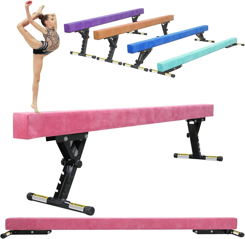 SportBob Gymnastics Beam 8ft High and Low Floor Balance Beam with 5 heights Adjustable, Gym