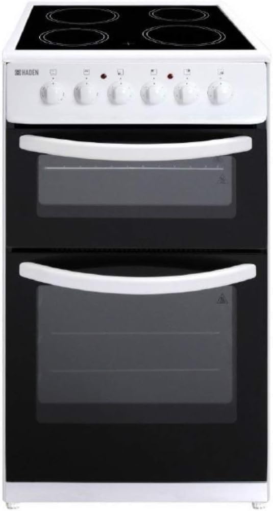 Haden 50cm Freestanding Double Oven Electric Cooker - 4 Zone Ceramic Hob and Fan-Assisted