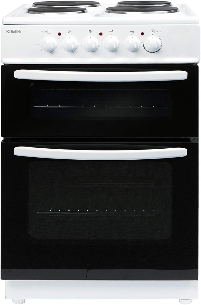 Haden Electric Cooker 60cm Freestanding 4 Solid Plate Rings - Oven With Top Grill
