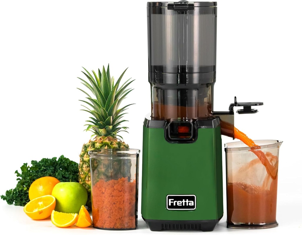 Fretta Cold Press Juicer Machines,135MM Large Self Feeding Chute Masticating Juicers, Multi