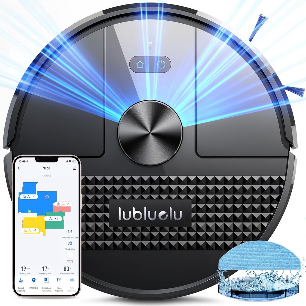 Lubluelu Robot Vacuum Cleaner with Mop 4500Pa,3 in 1 Robotic Vacuum, Laser Navigation, 5 Ma