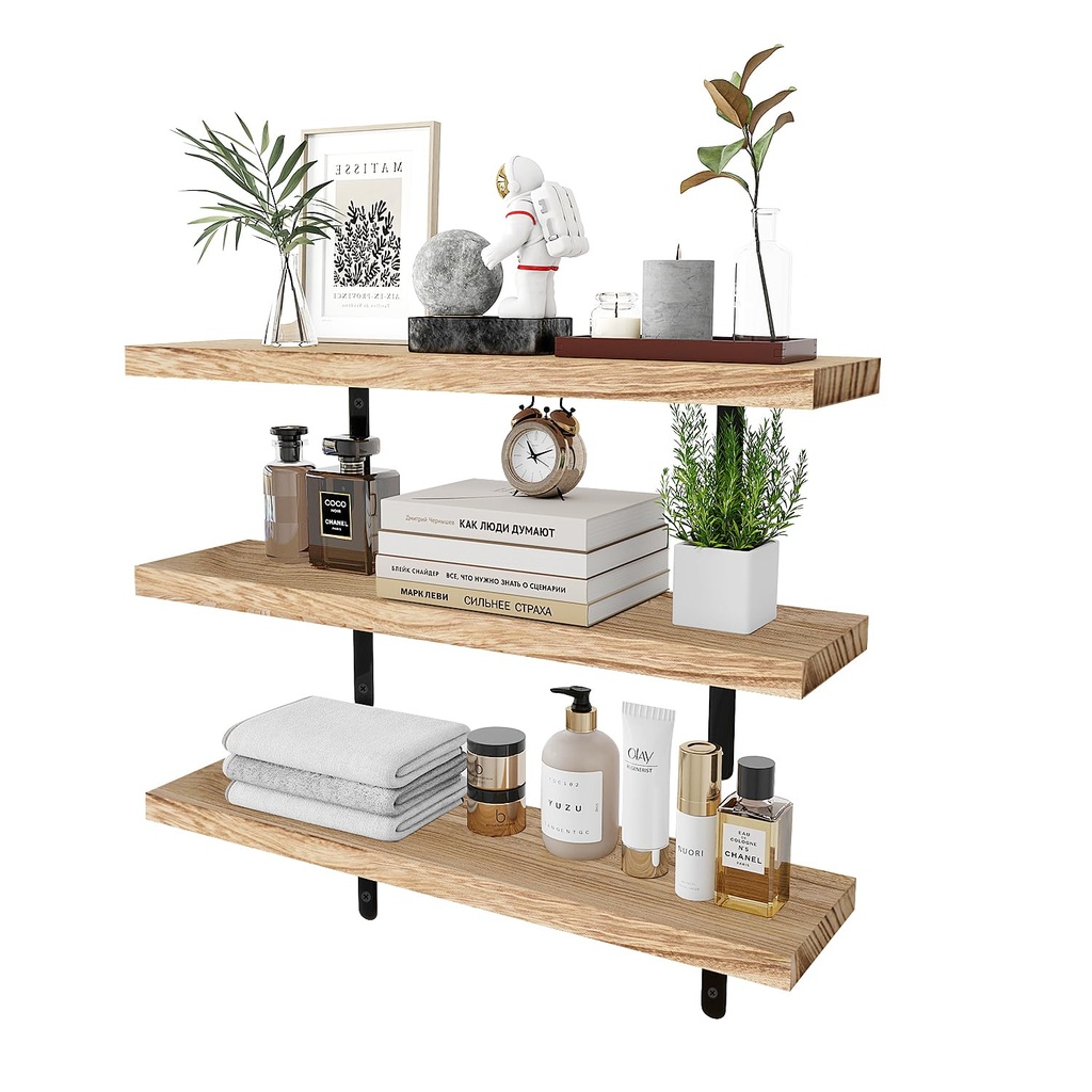 Floating Shelves 60cm long, Wall Mounted Shelf, Set of 3