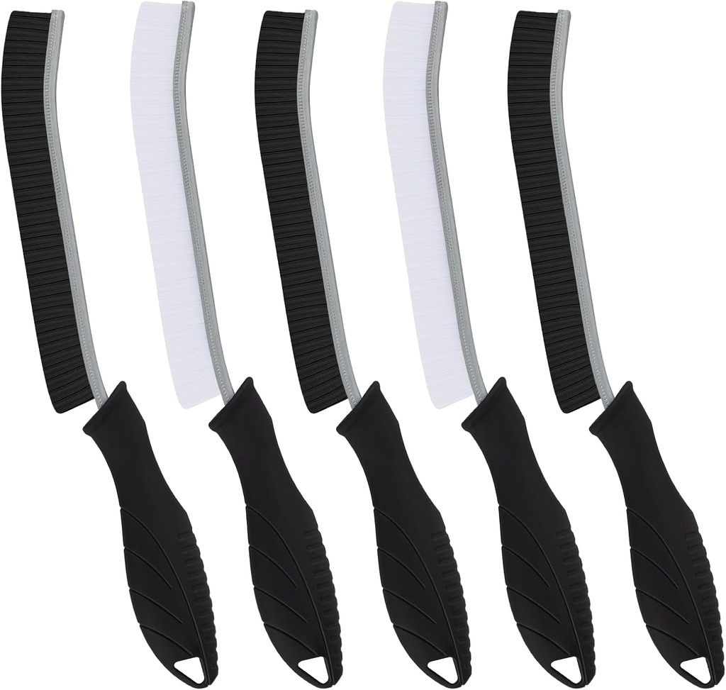 FOOGWEE 5 x Hard Bristle Crevice Cleaning Brush- Long Handle Crevice Brushes - Bathroom