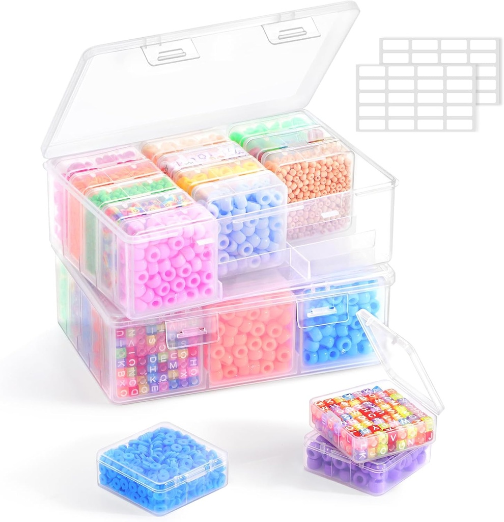 Lifewit 2 Pack(32Pcs) Bead Organiser Storage Box with Anti-Tipping Divided Base