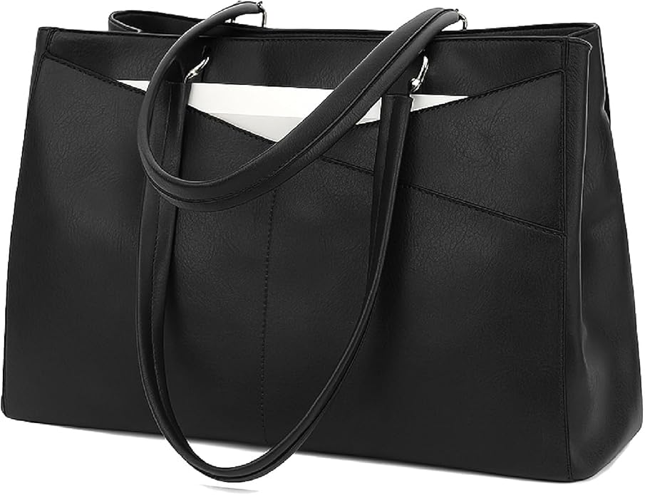 HiRiley Laptop Tote Bags for Women 15.6 Inch Pu Leather with Pockets Top Handle Computer