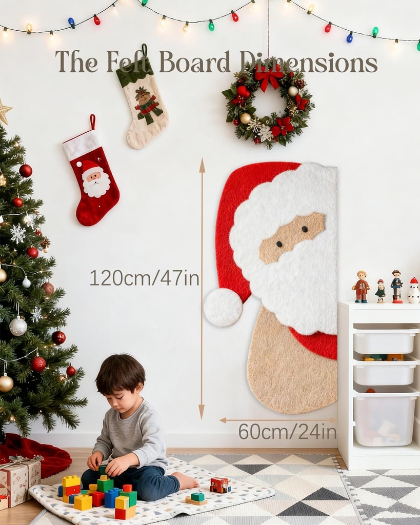 Large Felt Board 120x60cm, Puzzle Christmas Santa Decoration Cork Board, 0.9cm Thick Bullet