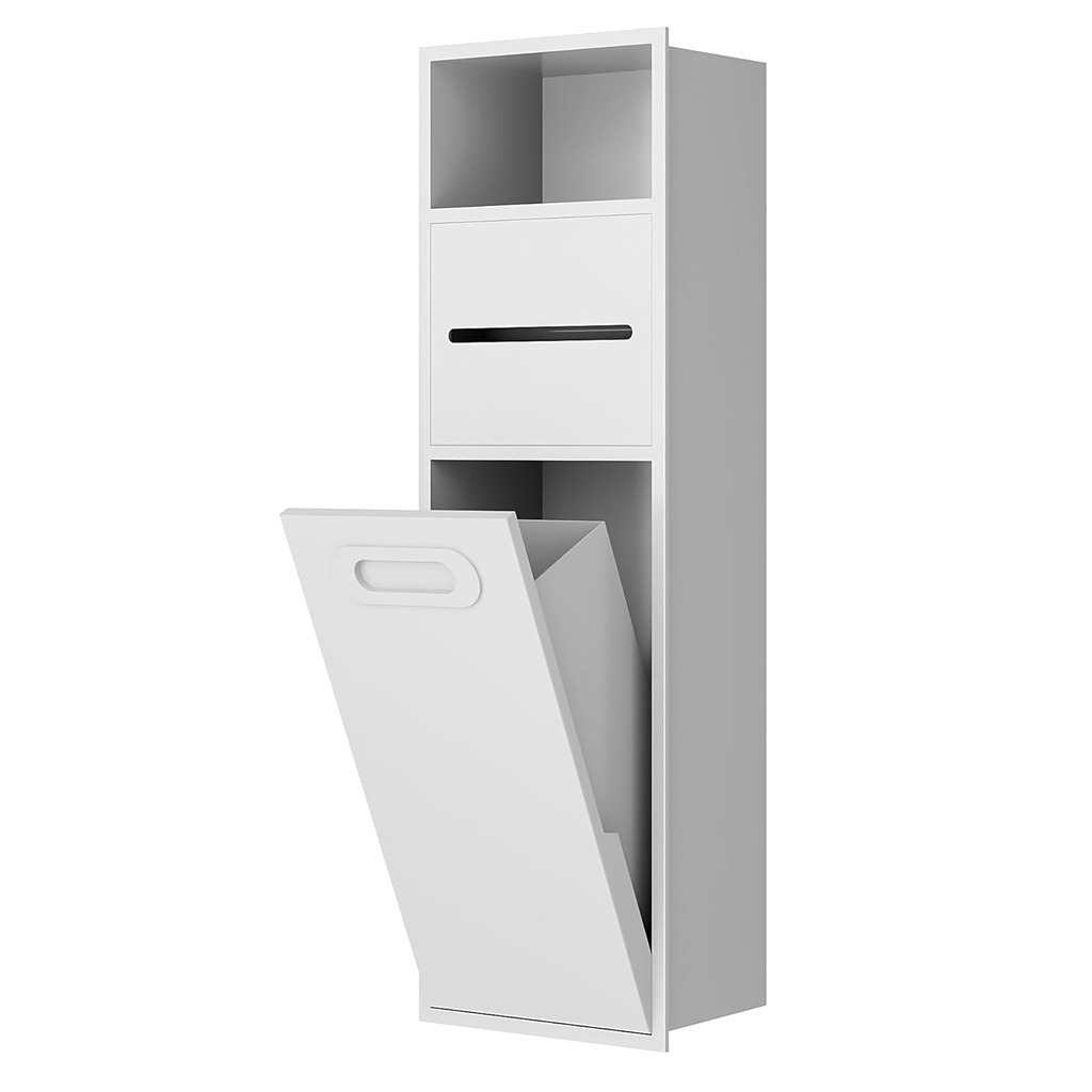 20 x 66 cm Stainless Steel Niche with Trash Can, Bathroom Niche with Paper Roller Trash Can