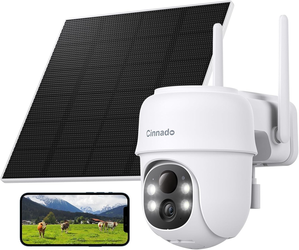 Cinnado 4G LTE Cellular Solar Security Camera Outdoor Wireless, 2K No WiFi CCTV Camera Hous
