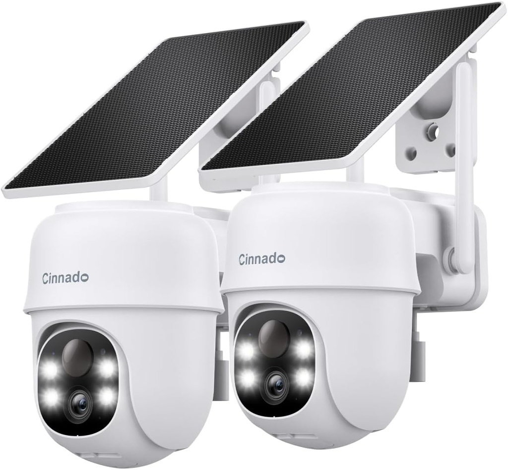 Cinnado Solar CCTV Camera Systems - 2K Security Camera Outdoor Wireless, House Security Sol