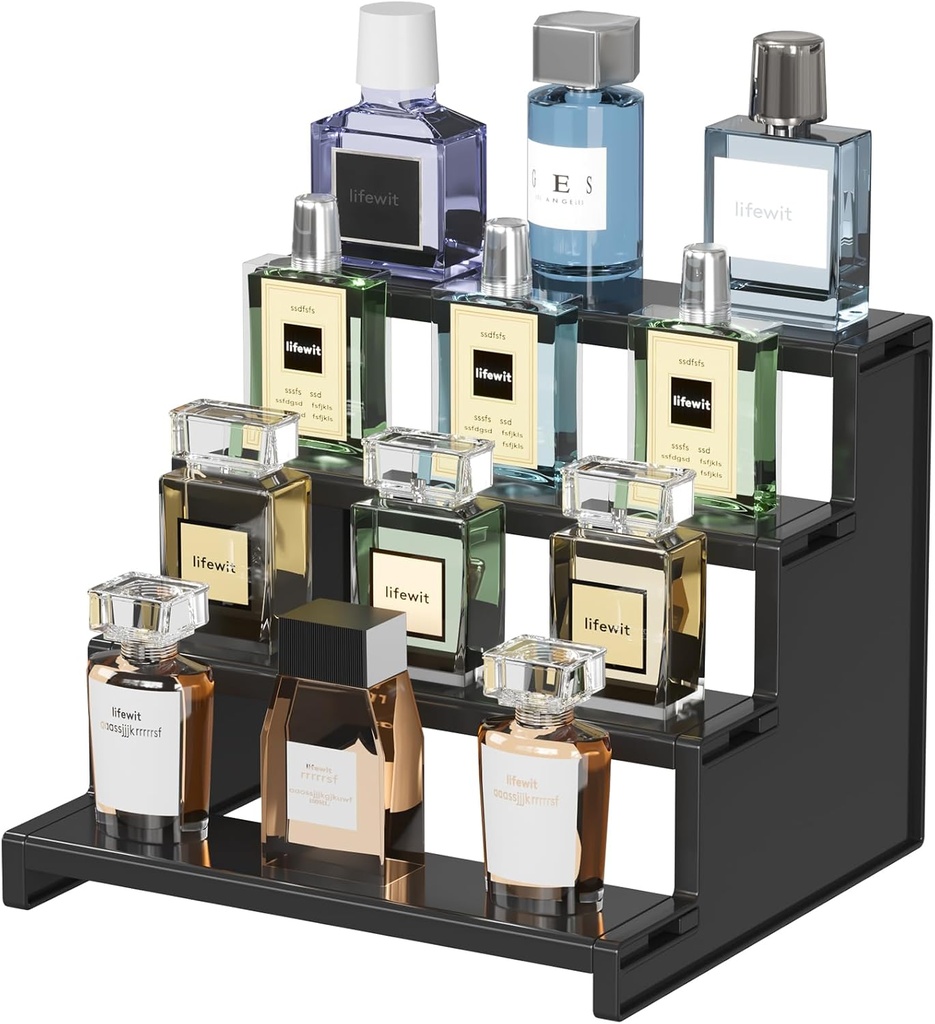 Lifewit 9 Inch Cologne Display Stand, 4 Tier Plastic Perfume Riser, Display Shelf for After