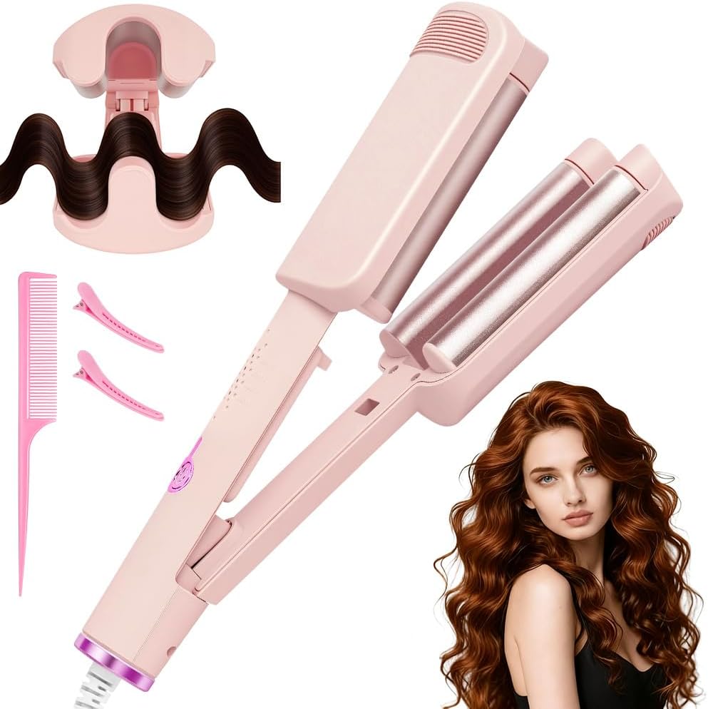 LOPHE Hair Waver,U Shape Hair Waver 32mm French Wave Curling Iron with 4 Temperature Settin