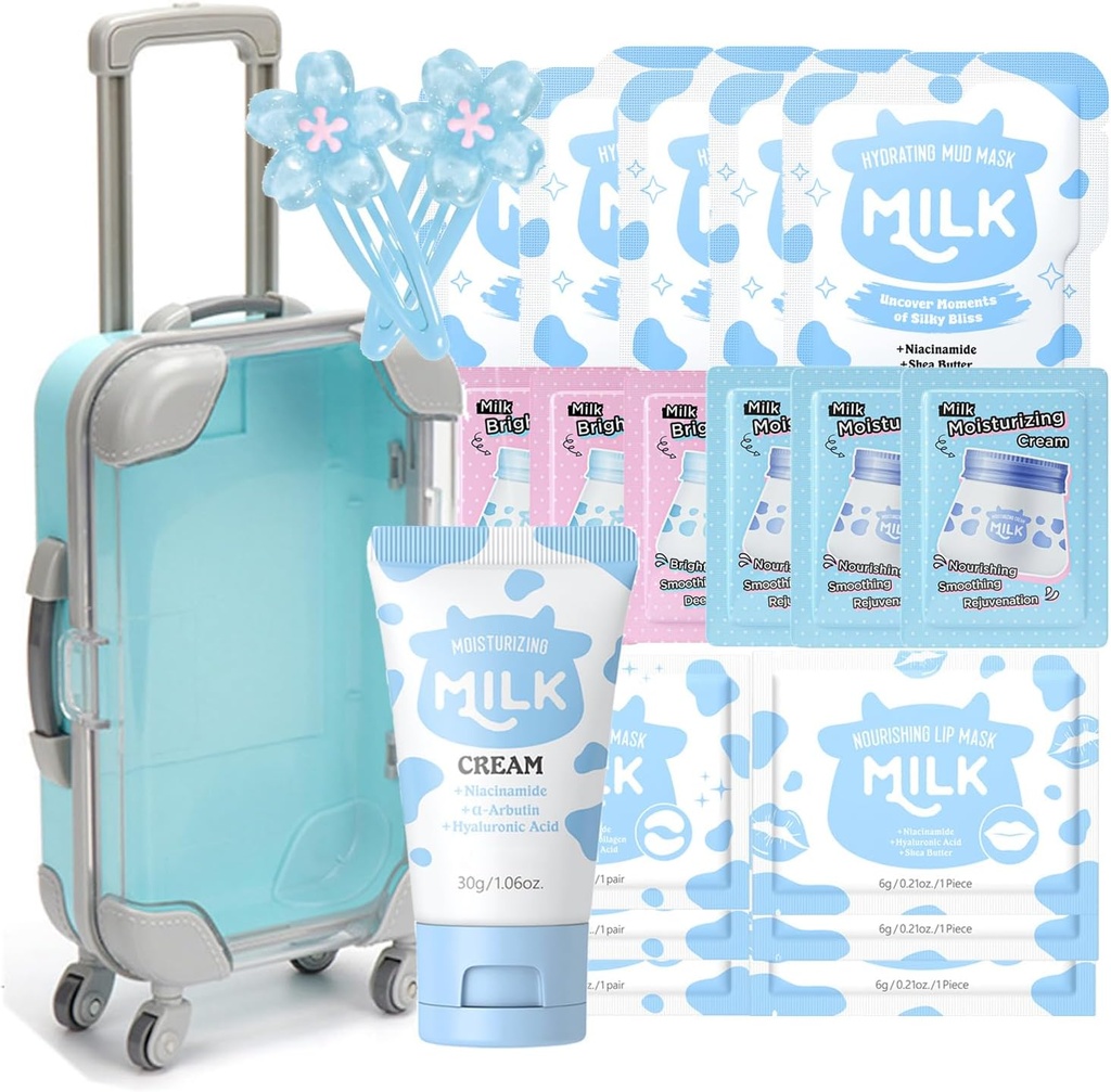 Milk Skin Care Sets & Kits,Beauty Gift Sets for Teenage Girls with Cute Mini Luggage,Skinca