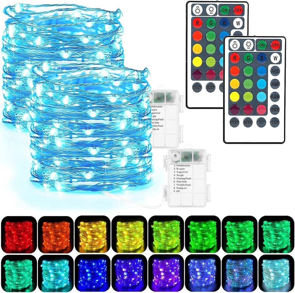 Christmas Lights Indoor 2 Pack 16.5 Ft 50 LED Fairy Lights Battery Operated Outdoor Waterproof