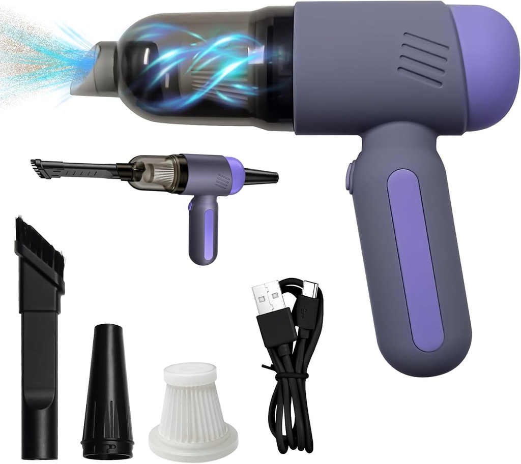 Mesen High Power Hand Held 4 in 1 Car Vacuum Cleaner with 4 Nozzles, USB-C Cordless Vacuum