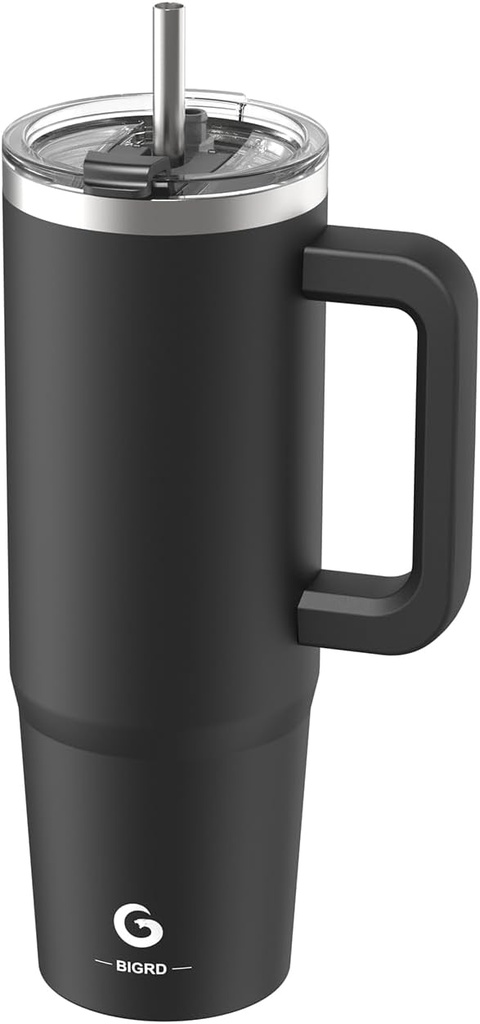 BIGRD Leak Proof Coffee Cup Travel Mug with Handle and Straw 890ml,Vacuum Insulation Stainless Steel