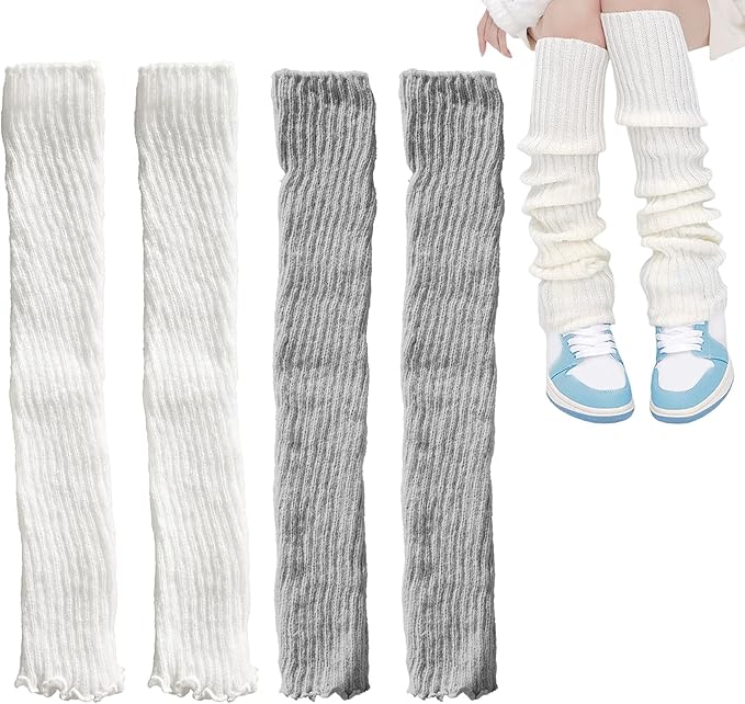 TOOINKCV 2 Pairs Knitted Leg Warmers for Women Ladies, 80s Women Leg Warmers, Winter Boot