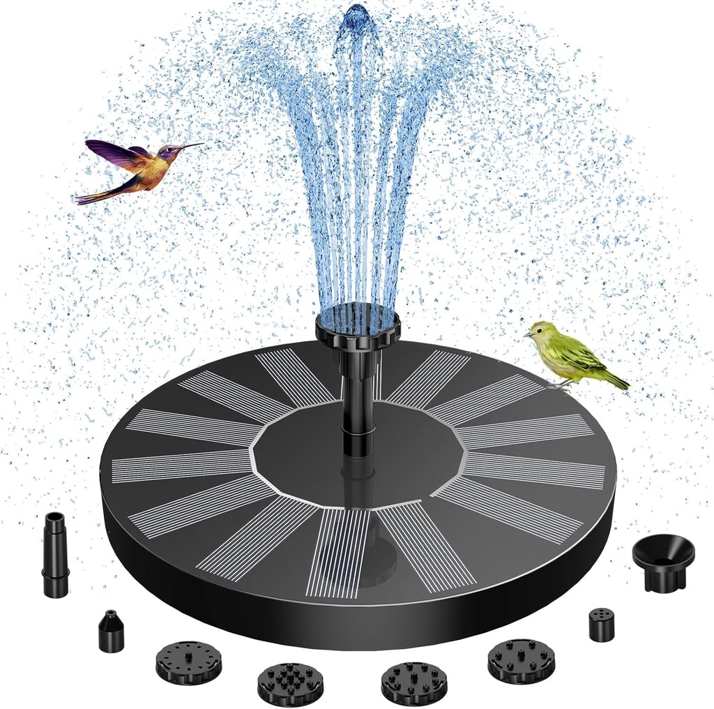 Ruiqas Solar Fountain Pump with 6 Nozzles Free Floating Solar Water Fountain for the Garden