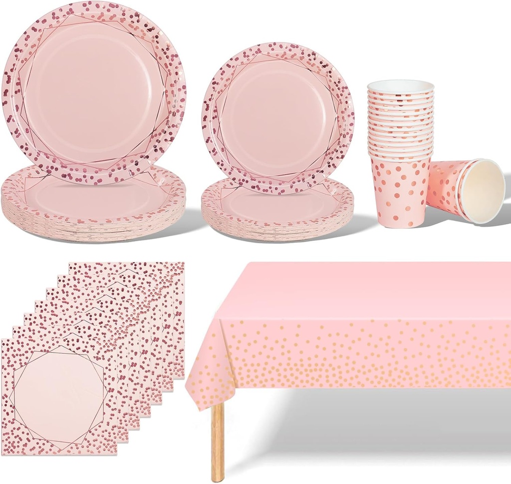 141PCS White Gold Party Tableware Decorations for Kids Birthday,Disposable Party Tableware
