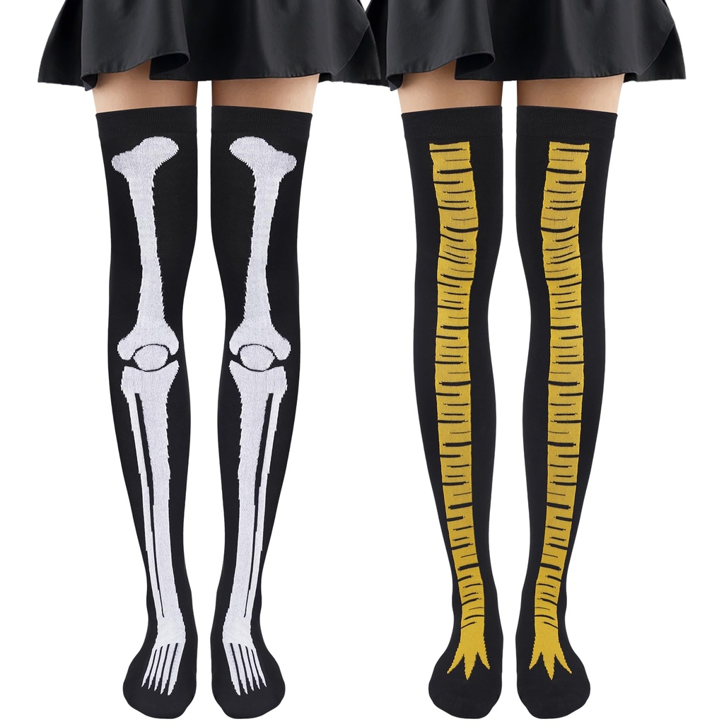 Beaulov 4 Pairs Ruffle Knee High Socks for Women Elegant Frilly School Socks Girls Cute Ru