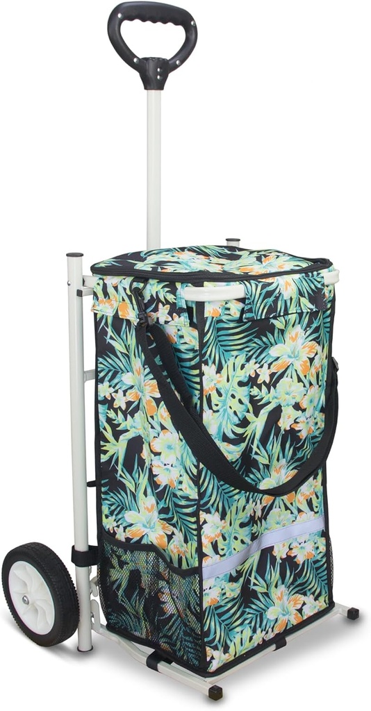 TOPWELL Folding Shopping Trolley on 2 Wheels, Lightweight Shopping Cart, Grocery Trolley wi