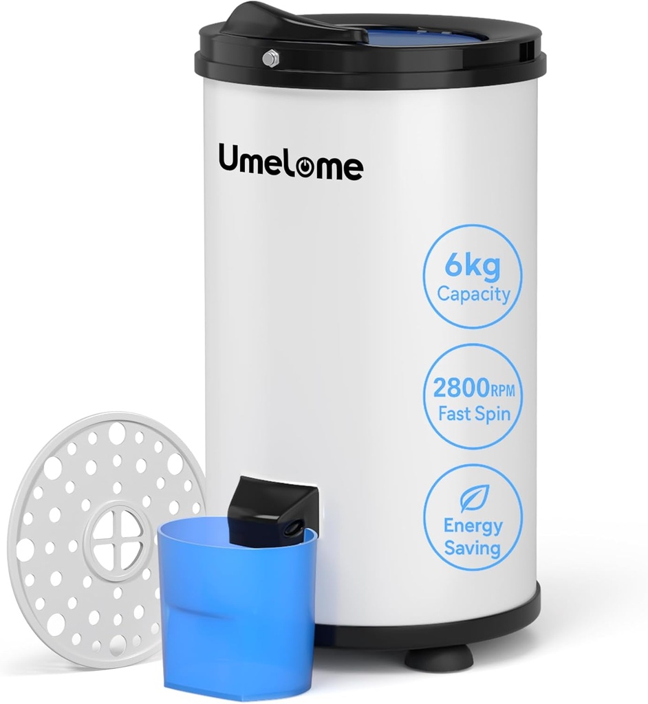 Spin Dryer 6kg by Umelome, Energy&Power Saving Spinner 2800 RPM Clothes Dryer, Energy Effic