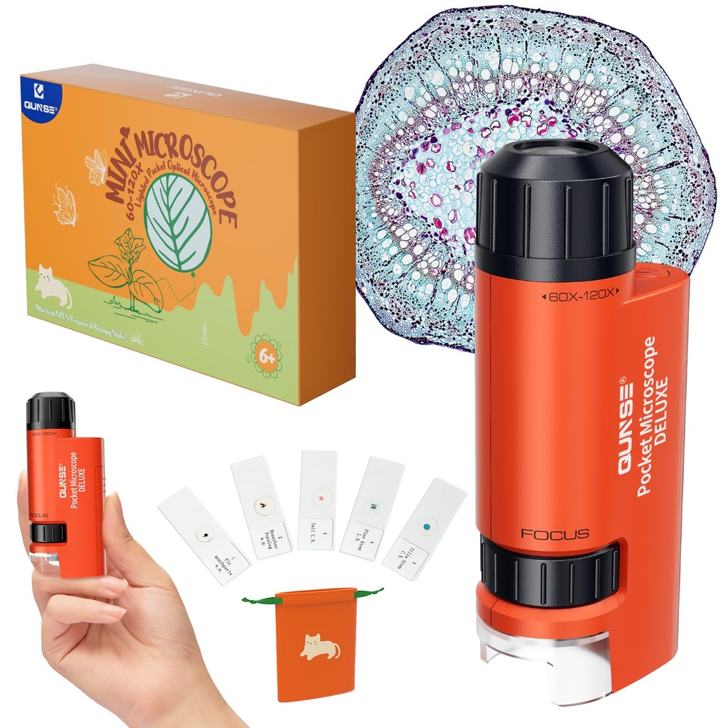 Miniscope Portable Microscope for Kids - 60x-120x Pocket Portable Mini Handheld Microscope