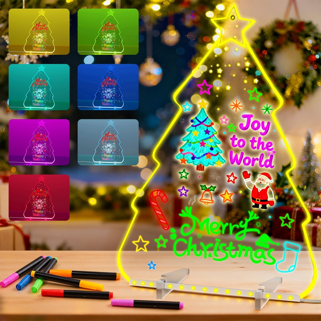 LED Drawing Board for Children, Acrylic Light up Dry Erase Board Kids LED Note Board Pad wi