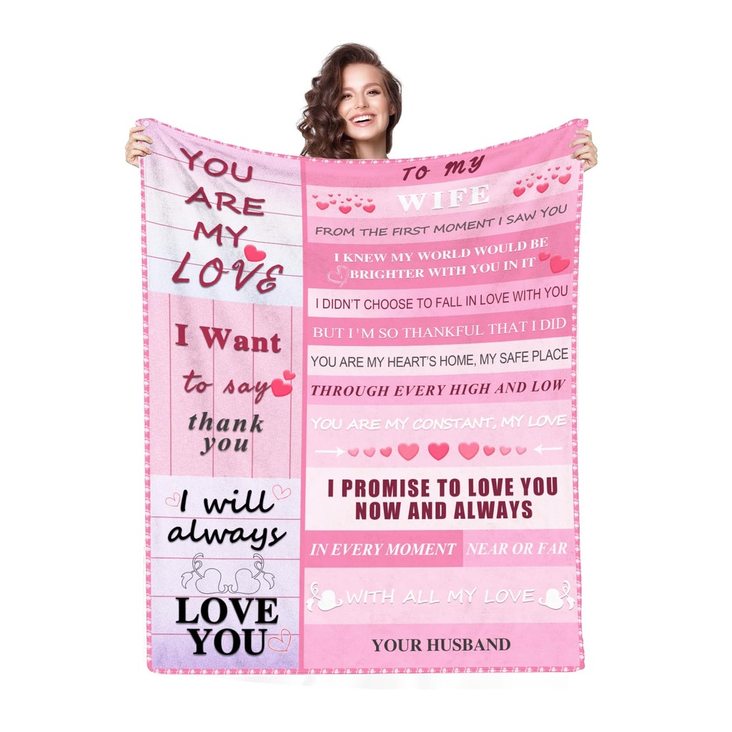 KoolYouth Gifts for Wife from Husband, Romantic for Her Women, 150x200CM Flannel Blanket