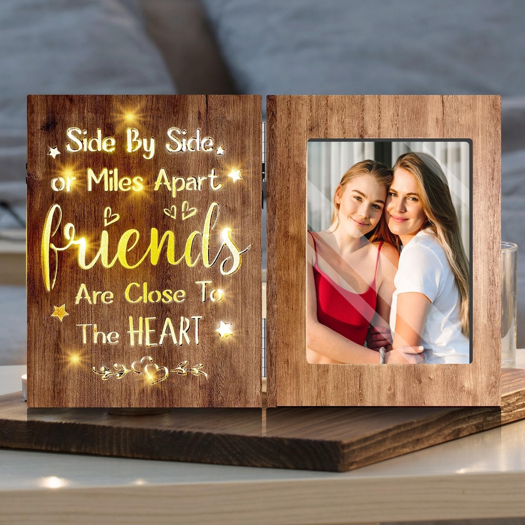 Best Friend Photo Frame Gifts for Women Men, Light Up Photo Frame Best Friends Bestie Frie
