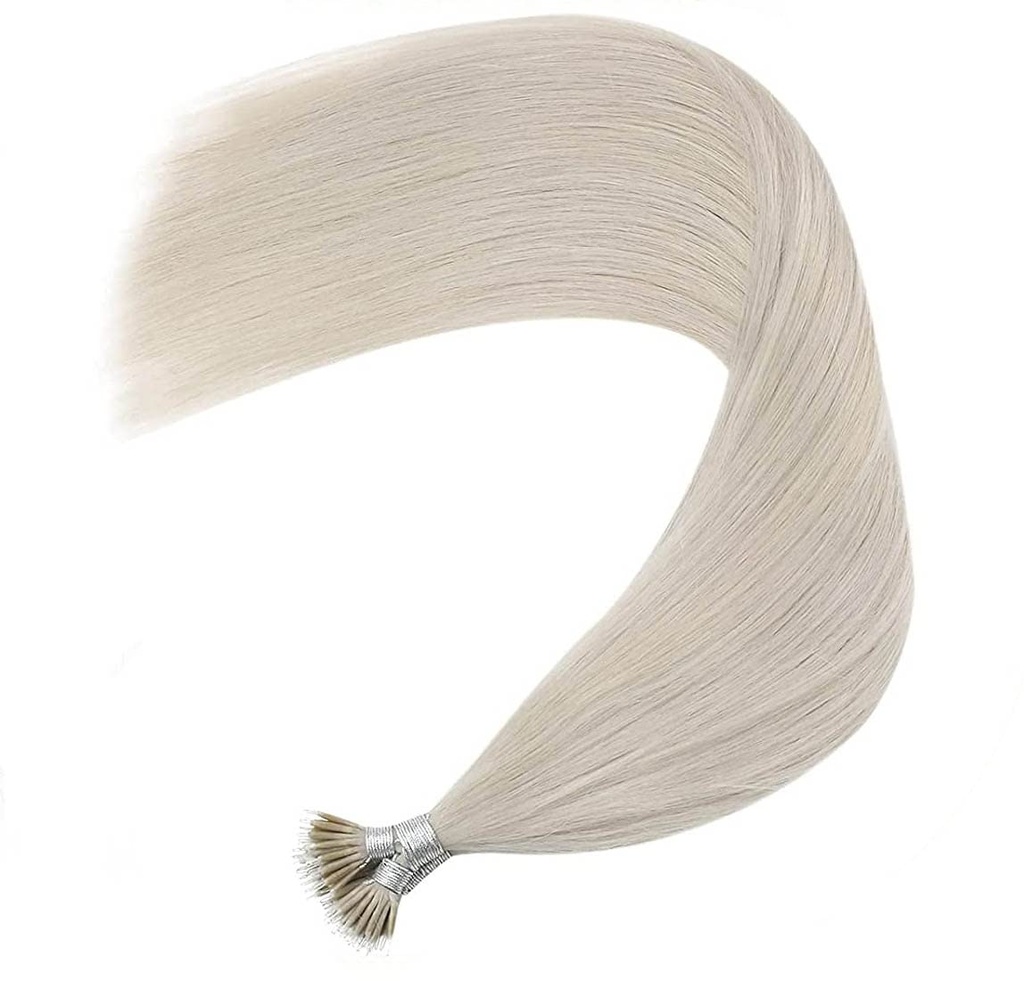 Nano Ring Hair Extensions Silver Grey Colour All Lengths 16, 18 & 20, 22 Inches. 100% Remy