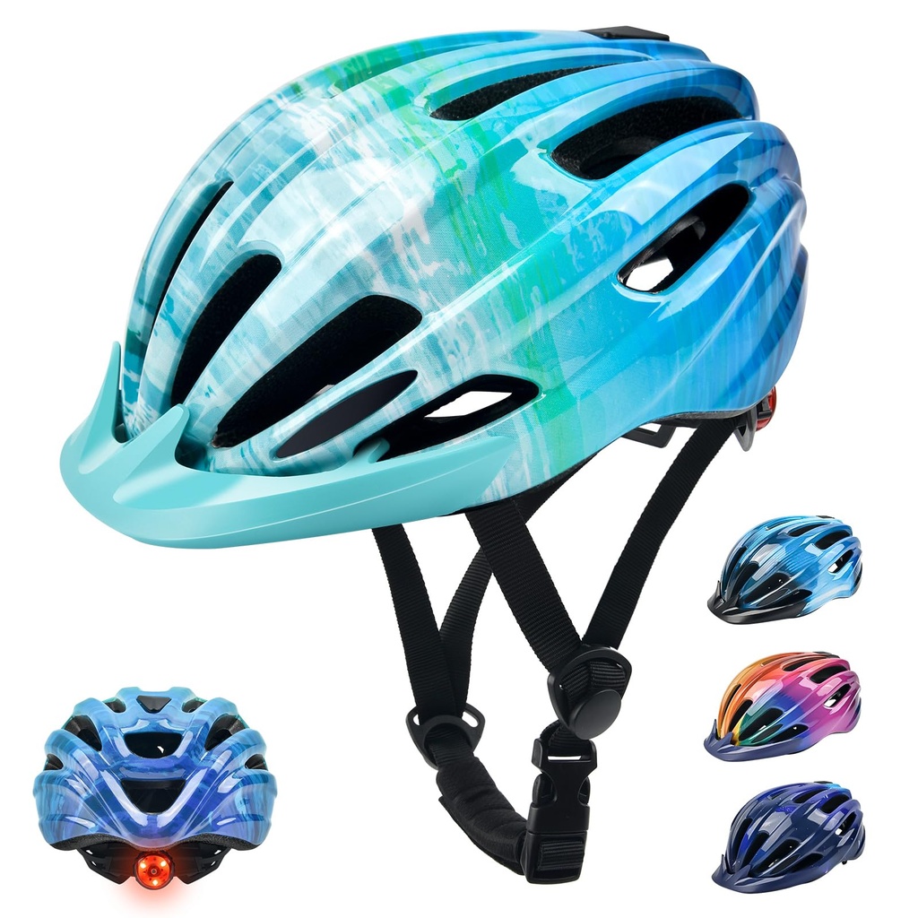 Kids Bike Helmet, Bike Helmets for Kids with Light and Visor for Boys Girls Bike Helmet 