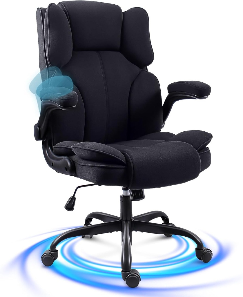 GGCIR Office Chair,Fabric Desk Chair with 90Ã‚Â° Flip-up Armrest for Home or Office,Ergonom