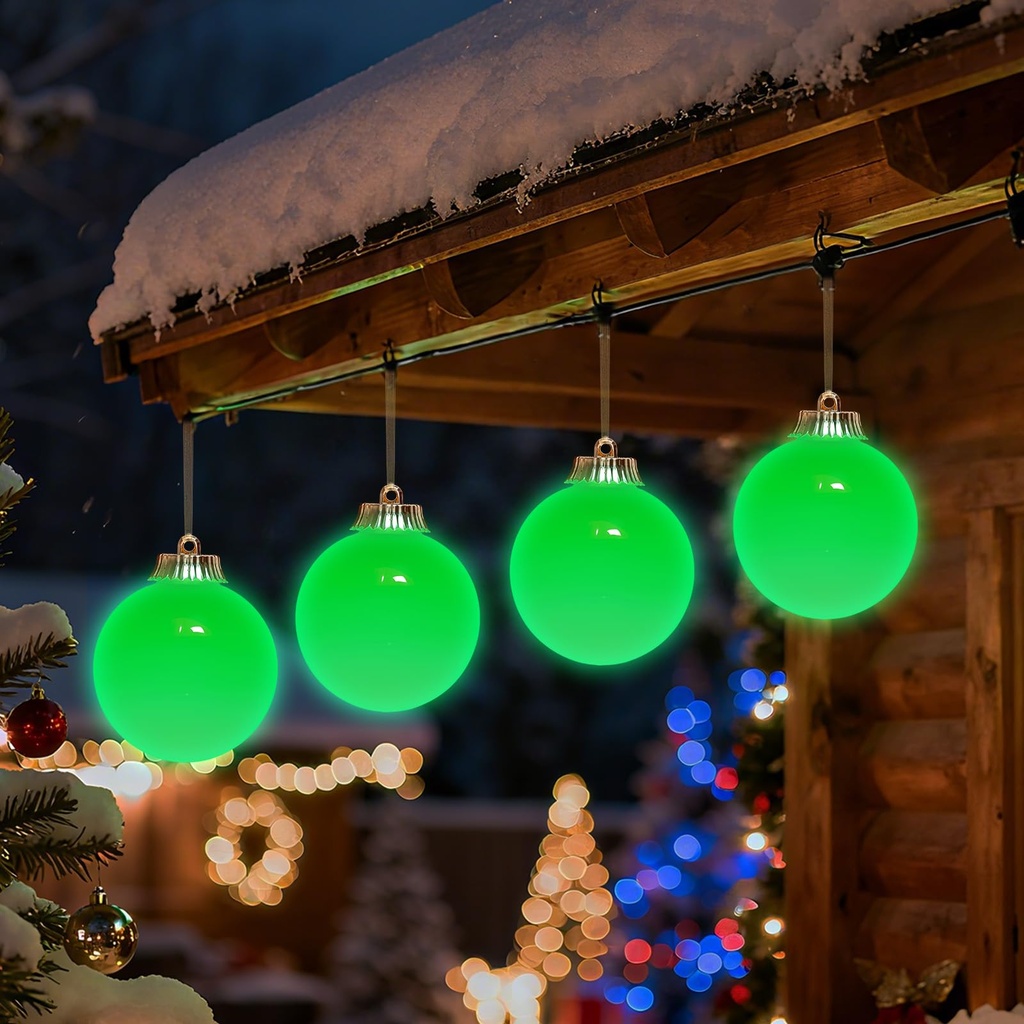Lanpn 3 Pcs 29cm Outdoor LED Baubles, Large Christmas Lighted Bulbs, Xmas Tree Battery Pow