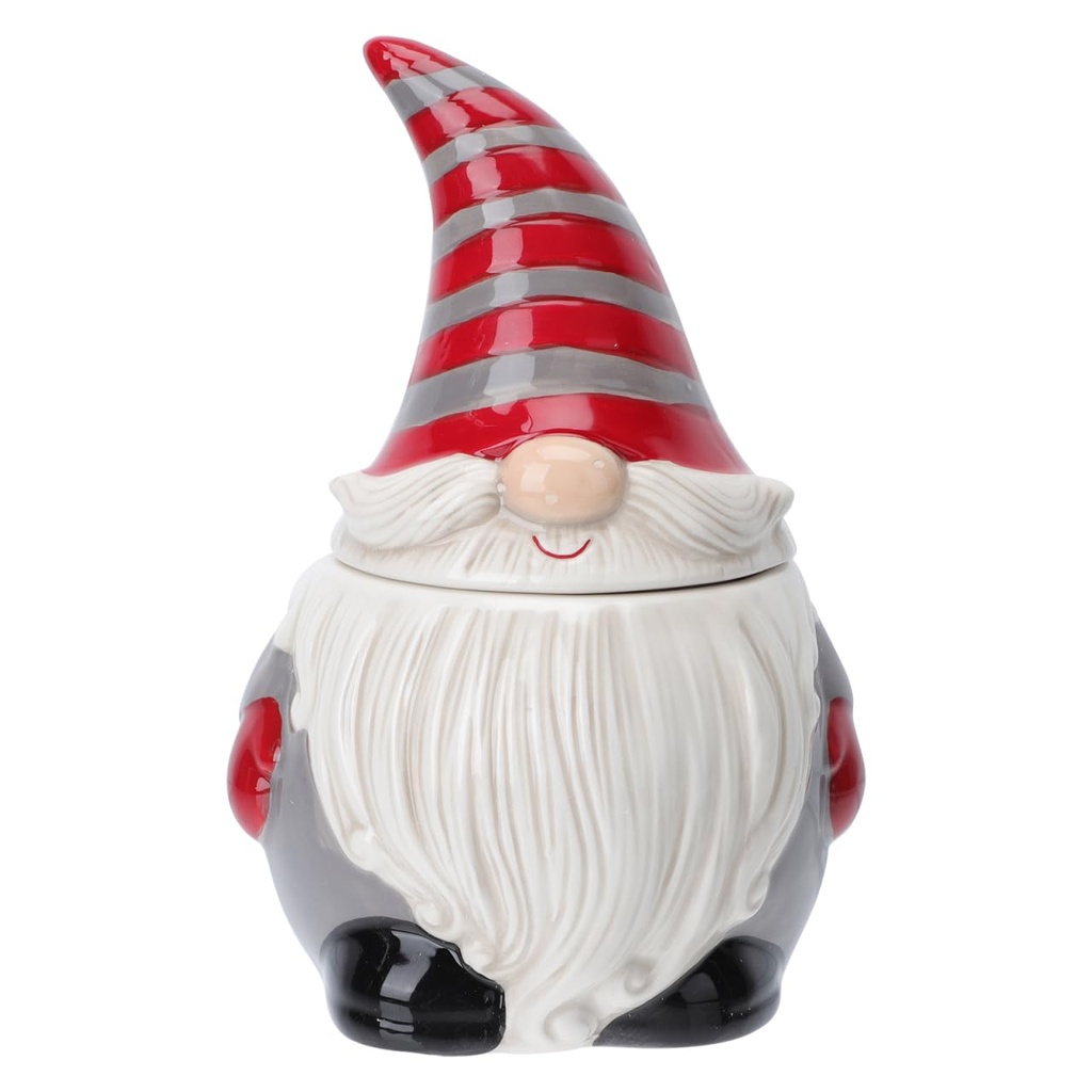 DOITOOL Ceramic Gnome Cookie Jar, Ceramic Christmas Candy Cookie Jar with Lid, for Christm