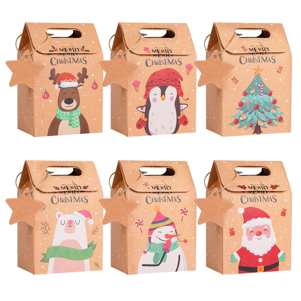 Treat Bags 24 Pcs Kraft Paper Gift Boxes Bags Gift Wrap Bags Candy Boxes with Tags Twines
