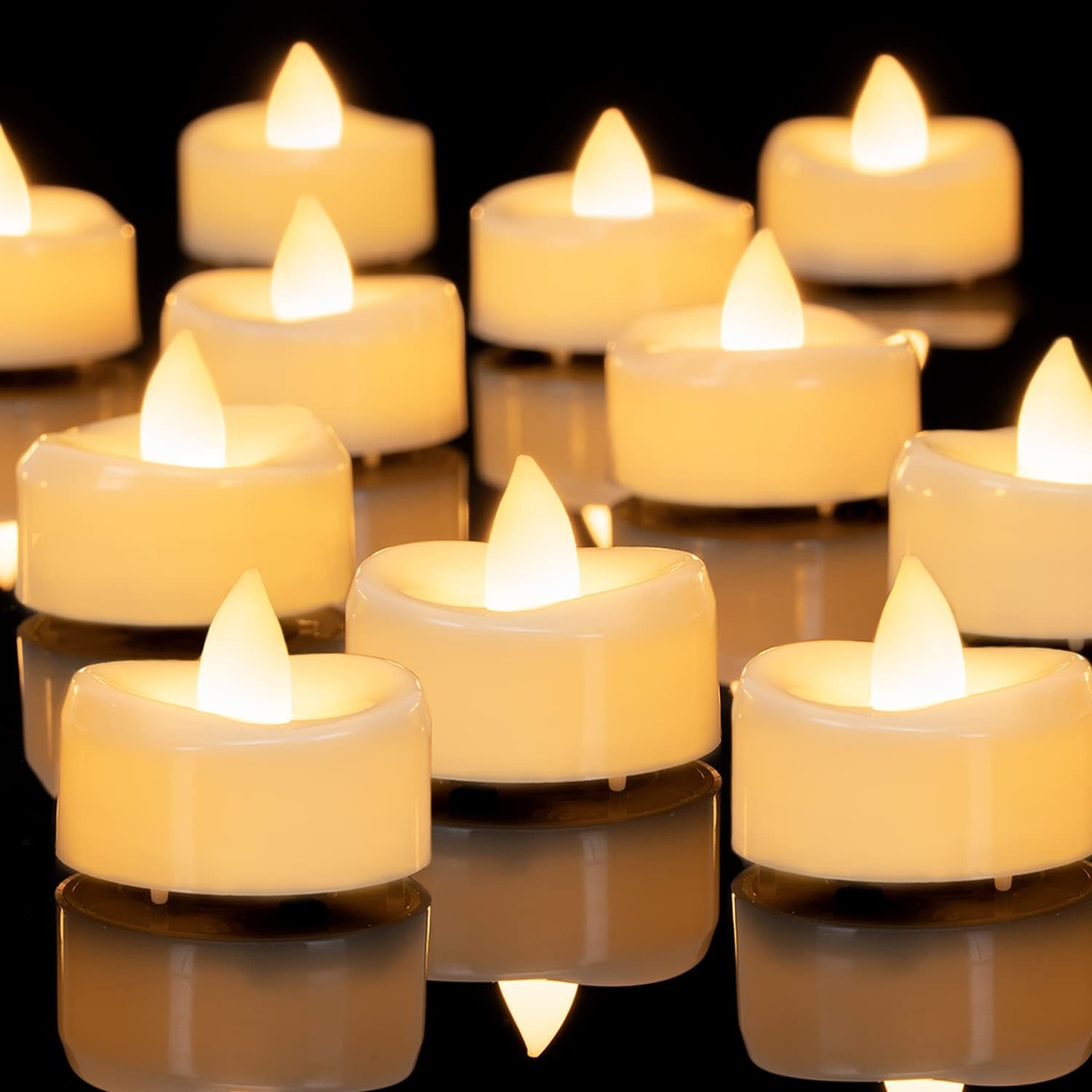 AMAGIC 12 Pack Battery Flameless Tealights Timer Electric Candles Flicker Bright 6 +18 Hou