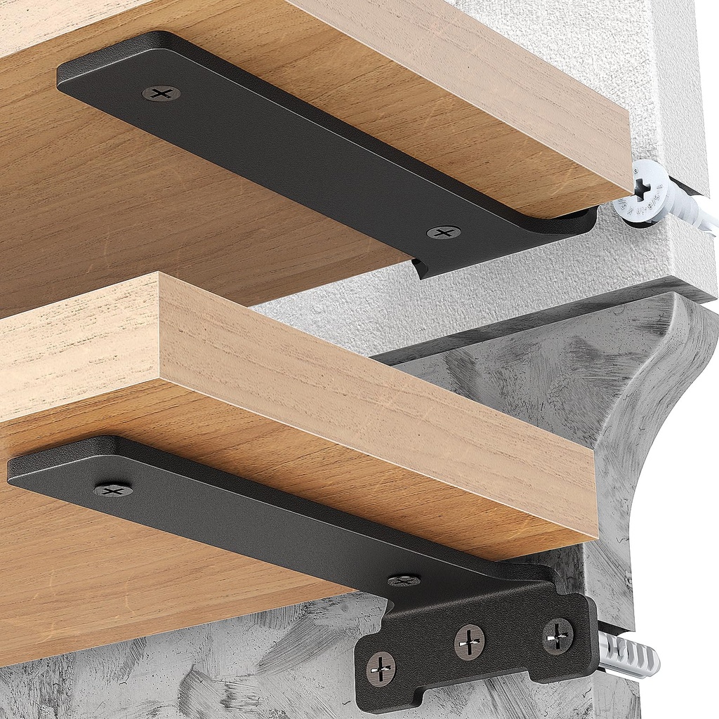 Yeabett Shelf Brackets, 4 Pack Right Angle Floating Shelf Brackets 10cm, 70kg Load Capacity